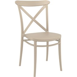 Cross Indoor Outdoor Cafe Chair Stackable UV Stabilised Polypropylene Taupe