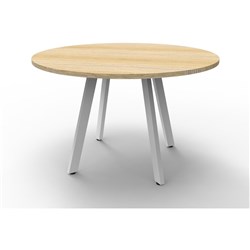 Eternity Round Meeting Table 900mm Diam Top Oak Top White Base