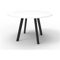 Eternity Round Meeting Table 900mm Diam Top White Top Black Base