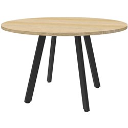 Eternity Round Meeting Table 900mm Diam Top Oak Top Black Base