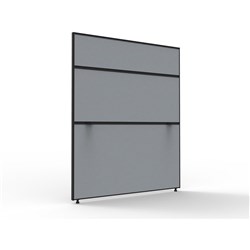 Shush 30 Desk Divider Screens 1500H x 1200W Black Frame Grey Pinnable Fabric