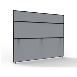 Shush 30 Desk Divider Screens 1500H x 1800W Black Frame Grey Pinnable Fabric