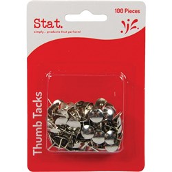 Stat Thumb Tacks Pack of 100 Silver