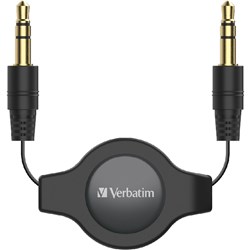 Verbatim 3.5mm Auxiliary Audio Cable 75cm Retractable Black