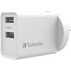 Verbatim Dual USB Port Charger 2.4A White