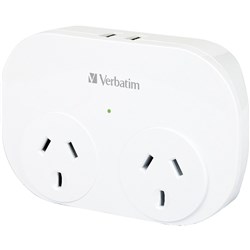 Verbatim 2 USB Surge Protected Double Adapter White
