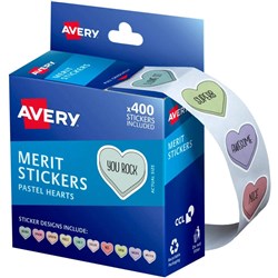 Avery Dispenser Labels Merit Stickers Pastel Hearts Box 400