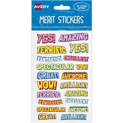 Avery Merit Stickers Assorted Comic Phrases 80 Labels