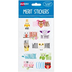 Avery Merit Stickers 40 Labels Owls Assorted