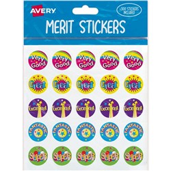 Avery Merit Stickers 300 Labels Caption 1 Assorted