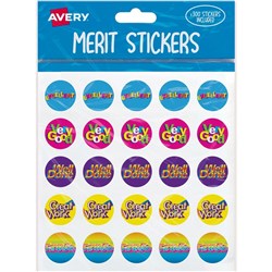 Avery Merit Stickers 300 Labels Caption 2 Assorted