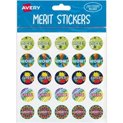 Avery Merit Stickers 300 Labels Caption 3 Assorted