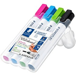 Staedtler Lumocolor Whiteboard Marker 351 Bullet Point Bright Assorted Wallet of 4