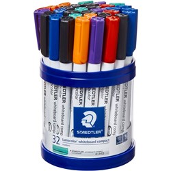 Staedtler Lumocolor Whiteboard Compact Marker Bullet Point Assorted Colours Cup of 32