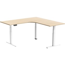 Ergovida Electric Corner Desk Height Adjustable 1800x1800x750mm Oak & White