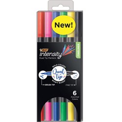 Bic Intensity Dual Tip Fineliner Assorted Colours Box of 6