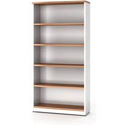 Om Premier Bookcase 1800H x 900W x 320mmD Virginia Walnut & White