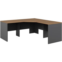 Om Premier Corner Desk 1800W x 1800W x 700mmD Regal Walnut & Charcoal
