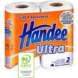 Handee Ultra Kitchen Paper Towel 2 Ply 60 Sheets Double Pack