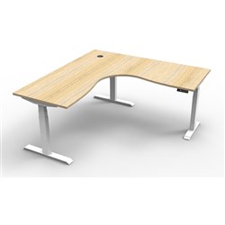 Boost+ Electric Corner Desk Height Adjustable 1500W x 1500D Oak/White
