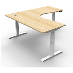 Boost+ Electric Corner Desk Height Adjustable 1800W x 1500D Oak/White