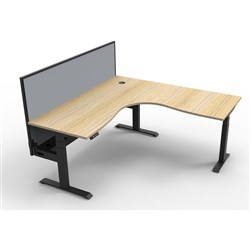Boost+ Electric Corner Desk Height Adjustable + Screen +CT 1500W x 1500D Oak/Black
