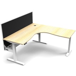 Boost+ Electric Corner Desk Height Adjustable + Screen +CT 1800W x 1800D Oak/White