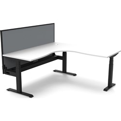 Boost+ Electric Corner Desk Height Adjustable + Screen +CT 1800W x 1800D White/Black