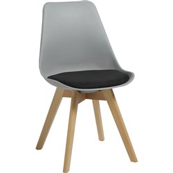 Virgo Hospitality Chair Grey Shell Black Pad Wood Legs