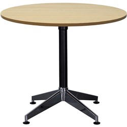 Typhoon Round Meeting Table 1200mm Diam Natural Oak Top Black and Chrome Base