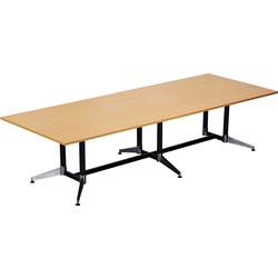 Typhoon Boardroom Table 3200W x 1200D Beech Top Black and Chrome Frame