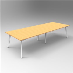Eternity Meeting Table 3200mmW x 1200mmD Beech Top White Base