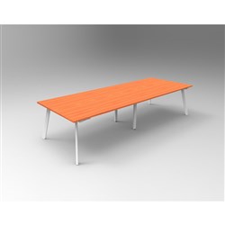 Eternity Meeting Table 3200mmW x 1200mmD Cherry Top White Base
