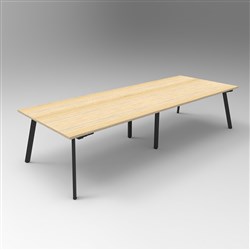 Eternity Meeting Table 3200mmW x 1200mmD Natural Oak Top Black Base