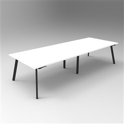 Eternity Meeting Table 3200mmW x 1200mmD Natural White Top Black Base