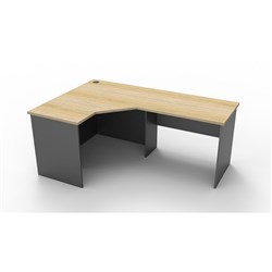 Rapid Worker Corner Desk Workstation 1200mm x 1800mm x 600mm Natural Oak & Ironstone