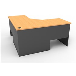 Rapid Worker Corner Desk Workstation 1500mm x 1500mm x 600mm Beech & Ironstone