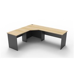 Rapid Worker Corner Desk Workstation 2100mm x 1800mm x 600mm Natural Oak & Ironstone