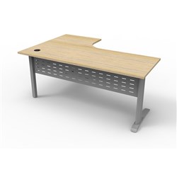 Rapid Span Deluxe Corner Desk Workstation 1800 x 1200 x 750 Natural Oak & Silver