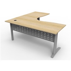 Rapid Span Deluxe Corner Desk Workstation 1800 x 1800 x 750 Natural Oak & Silver