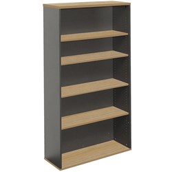 Rapid Worker Bookcase 1800H x 900W x 315mmD 4 Shelf Oak & Ironstone