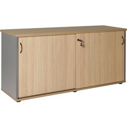Rapid Worker Credenza Sliding Doors 1200W x 450D Natural Oak & Ironstone