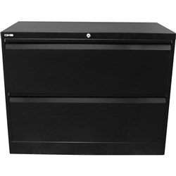 GO Lateral Filing  Cabinet 2 Drawer 705Hx900Wx473mmD Black