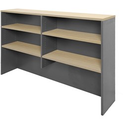 Rapid Worker Overhead Hutch 4 Shelves 1200mmW Natural Oak & Ironstone