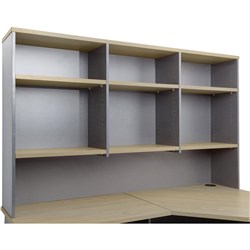 Rapid Worker Overhead Hutch 6 Shelves 1800mmW Natural Oak & Ironstone