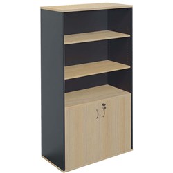 Rapid Worker Half Door Cupboard 1800H x 900W x 450D Natural Oak & Ironstone