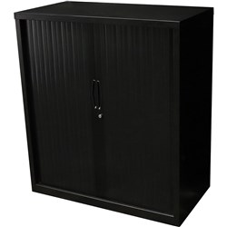 Go Steel Tambour Door Storage Cupboard No Shelves 1016Hx 900Wx 473mmD Black