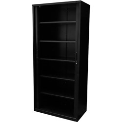 Go Steel Tambour Door Storage Cupboard No Shelves 1981Hx 1200Wx 473mmD Black