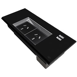 Rapid Power Module Surface Mount Box 2GPO+2USB Black