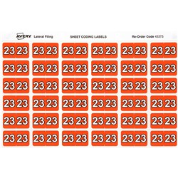 Avery Side Tab 23 Year Code Label 25x38mm Orange Pack of 180